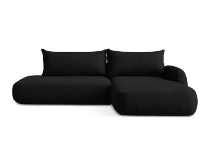 Canapé D'angle Droit Convertible Hale En Tissu Chenille Noir