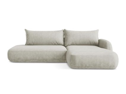 Canapé D'angle Droit Convertible Hale En Tissu Chenille Perle