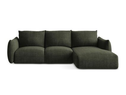 Canapé D'angle Droit Convertible Leila En Tissu Texturé Olive