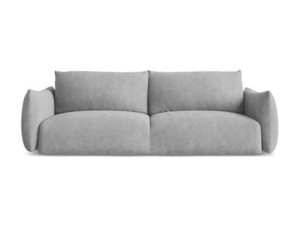 Canapé 3 Places Convertible Leila En Tissu Chenille Gris Clair