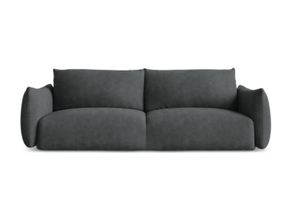 Canapé 3 Places Convertible Leila En Tissu Chenille Gris Foncé