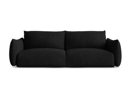 Canapé 3 Places Convertible Leila En Tissu Chenille Noir