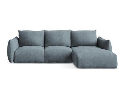 Canapé D'angle Droit Convertible Leila En Tissu Chenille Jeans