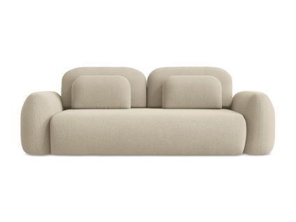 Canapé 3 Places Convertible Lohi En Tissu Bouclette Beige Foncé