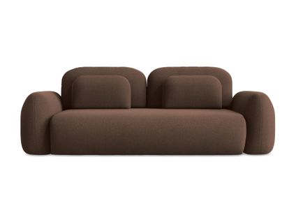 Canapé 3 Places Convertible Lohi En Tissu Bouclette Taupe