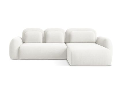 Canapé D'angle Droit Convertible Lohi En Tissu Bouclette Blanc
