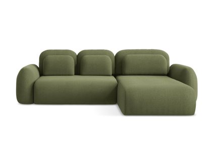 Canapé D'angle Droit Convertible Lohi En Tissu Bouclette Vert