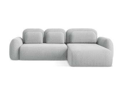 Canapé D'angle Droit Convertible Lohi En Tissu Bouclette Gris Clair