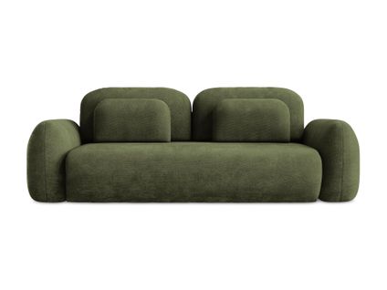 Canapé 3 Places Convertible Lohi En Tissu Chenille Olive