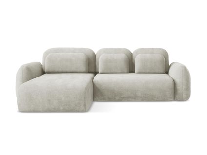 Canapé D’angle 3 Places Gauche Convertible Lohi En Tissu Chenille Perle