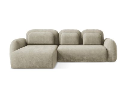 Canapé D’angle 3 Places Gauche Convertible Lohi En Tissu Chenille Beige
