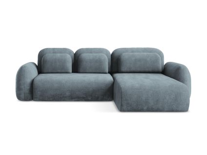 Canapé D'angle Droit Convertible Lohi En Tissu Chenille Jeans