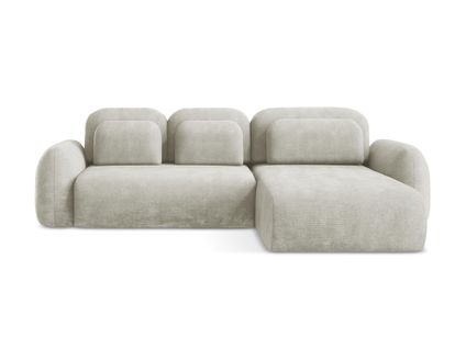 Canapé D'angle Droit Convertible Lohi En Tissu Chenille Perle