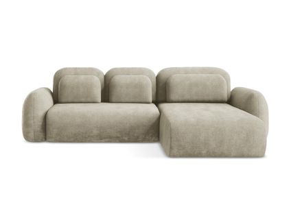 Canapé D'angle Droit Convertible Lohi En Tissu Chenille Beige
