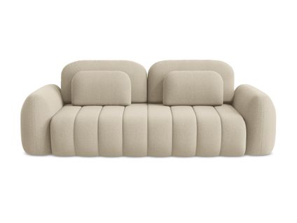 Canapé 3 Places Convertible Pele En Tissu Bouclette Beige Foncé
