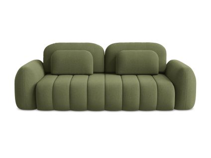 Canapé 3 Places Convertible Pele En Tissu Bouclette Vert