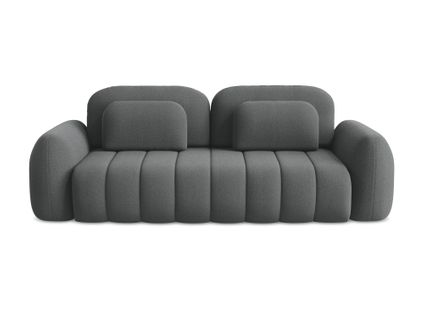 Canapé 3 Places Convertible Pele En Tissu Bouclette Gris Foncé