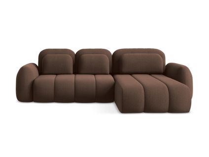 Canapé D'angle Droit Convertible Pele En Tissu Bouclette Taupe