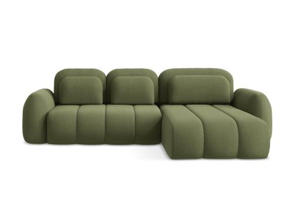 Canapé D'angle Droit Convertible Pele En Tissu Bouclette Vert