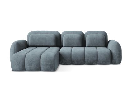 Canapé D’angle 3 Places Gauche Convertible Pele En Tissu Chenille Jeans