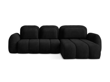 Canapé D'angle Droit Convertible Pele En Tissu Chenille Noir