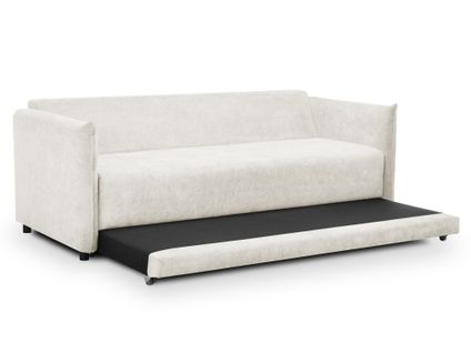 Canapé 3 Places Convertible Piko En Tissu Chenille Blanc