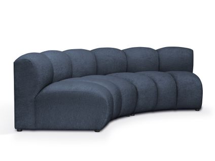 Canapé D'angle Modulaire 3 Places Reversible Maka En Tissu Chenille Bleu