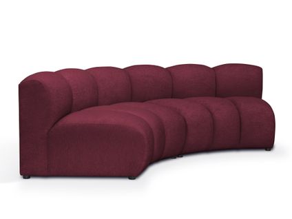 Canapé D'angle Modulaire 3 Places Reversible Maka En Tissu Chenille Bourgogne