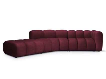 Canapé D'angle 4 Places Modulaire Droit Maka En Tissu Chenille Bourgogne