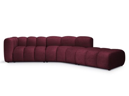 Canapé D'angle 4 Places Modulaire Gauche Maka En Tissu Chenille Bourgogne