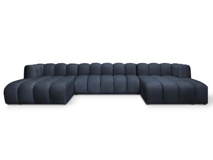 Canapé Panoramique 4 Places Modulaire Maka En Tissu Chenille Bleu