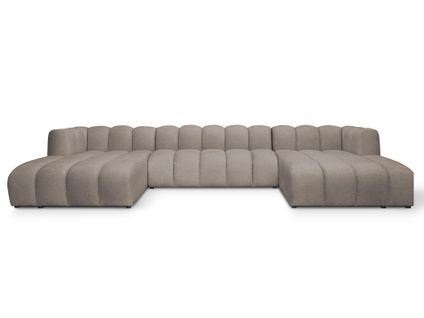 Canapé Panoramique 4 Places Modulaire Maka En Tissu Chenille Beige