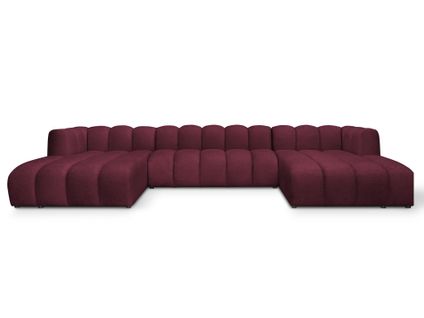 Canapé Panoramique 4 Places Modulaire Maka En Tissu Chenille Bourgogne