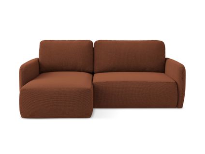Canapé D’angle 2 Places Gauche Convertible Lilo En Tissu Texturé Terre Cuite