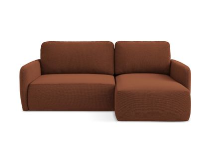 Canapé D'angle Droit Convertible Lilo En Tissu Texturé Terre Cuite