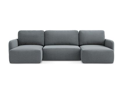 Canapé Panoramique 4 Places Convertible Lilo En Tissu Texturé Jeans