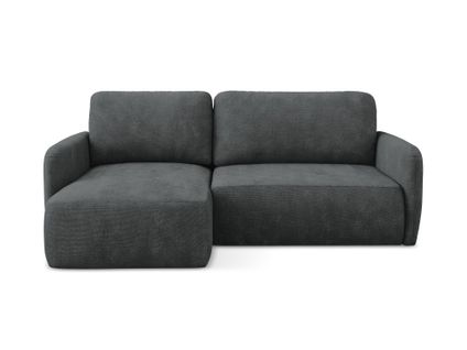 Canapé D’angle 2 Places Gauche Convertible Lilo En Tissu Chenille Gris Foncé