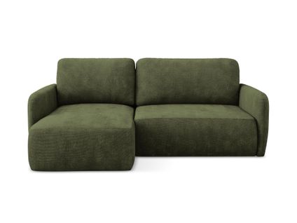 Canapé D’angle 2 Places Gauche Convertible Lilo En Tissu Chenille Olive