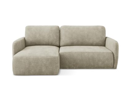 Canapé D’angle 2 Places Gauche Convertible Lilo En Tissu Chenille Beige