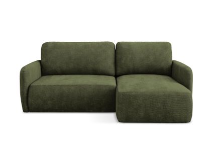 Canapé D'angle Droit Convertible Lilo En Tissu Chenille Olive