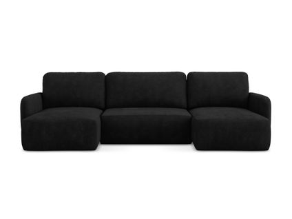 Canapé Panoramique 4 Places Convertible Lilo En Tissu Chenille Noir