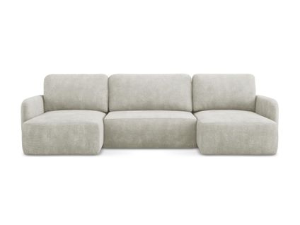 Canapé Panoramique 4 Places Convertible Lilo En Tissu Chenille Perle