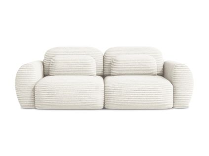 Canapé 3 Places Convertible Kini En Velours Côtelé Beige Clair