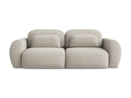 Canapé 3 Places Convertible Kini En Velours Côtelé Beige Foncé