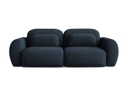 Canapé 3 Places Convertible Kini En Velours Côtelé Bleu Royal