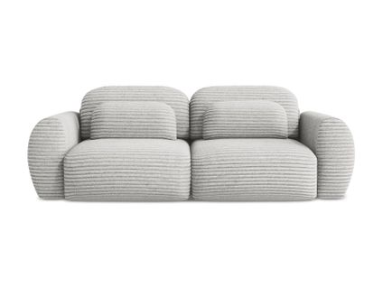 Canapé 3 Places Convertible Kini En Velours Côtelé Gris Clair