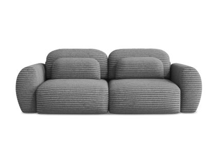 Canapé 3 Places Convertible Kini En Velours Côtelé Gris Foncé