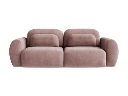 Canapé 3 Places Convertible Kini En Tissu Chenille Rose Poudré