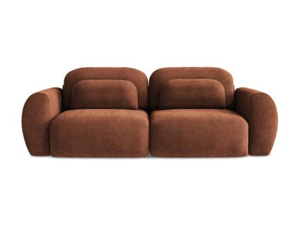 Canapé 3 Places Convertible Kini En Tissu Chenille Terre Cuite