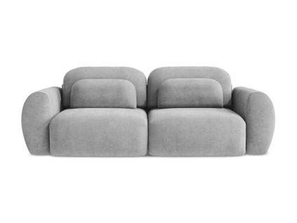 Canapé 3 Places Convertible Kini En Tissu Chenille Gris Clair